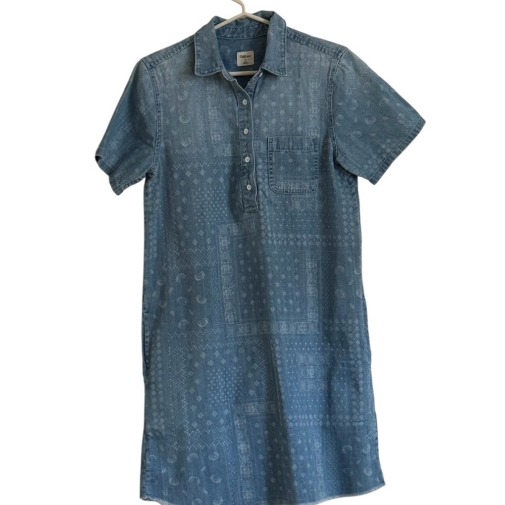Gap Bandana Print Blue Denim Shirt Dress